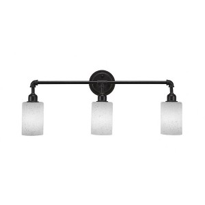 Toltec Lighting Vintage 3 - Light Vanity in  Dark Granite with 4" White Muslin Shade - 1 of 1