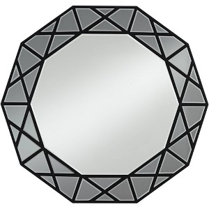 Noble Park Allamande Decagon Vanity Decorative Wall Mirror Modern Smoke Beveled Glass Matte Black Frame 32" Wide for Bathroom Living Room Entryway - 1 of 4