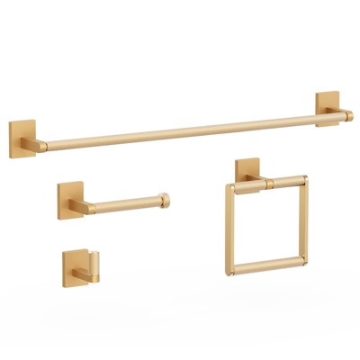 LOVMOR 4-piece Bathroom Hardware Set Including 24" Hand Towel Bars, Toilet Paper Holders, Towel Rings, Robe Towel Hooks