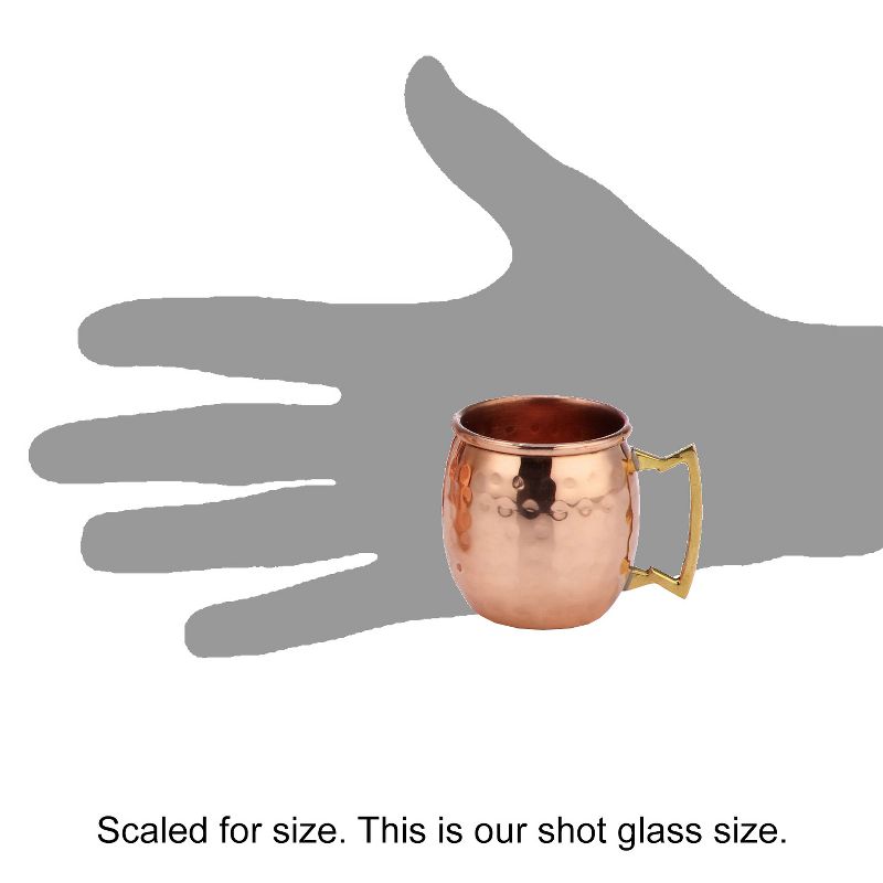 Modern Home Authentic 100% Solid Copper Hammered Moscow Mule Mug Shot Glass - Set of 2, 2 of 4