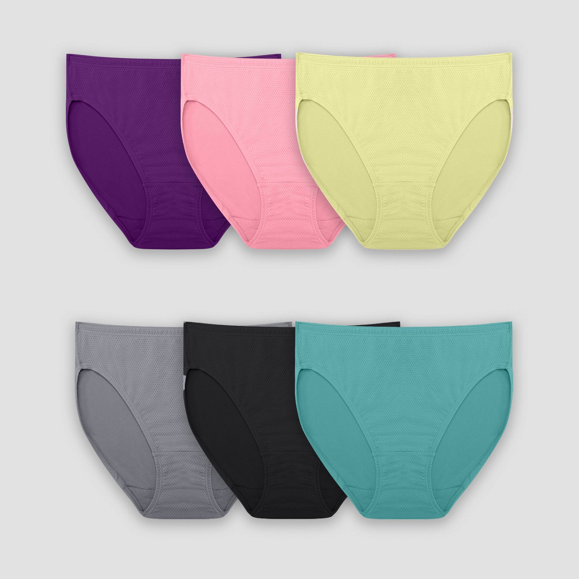 Fruit of the Loom Women's 6pk Breathable Micro-Mesh Hi-Cut Underwear - Colors May Vary 7: Lightweight Knit Panties