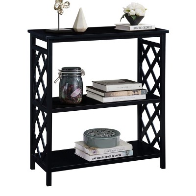 Syemin Console Tables Console Table 3-Tier with Storage Shelves Open Bookshelf Bookcase Hallway Console Table Narrow Sofa Table, Black, 31.5"*14"*36"