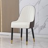 Set of 2 Modern White PU Upholstered Dining Chairs with Curved Back, Stylish Armchairs for Kitchen or Dining Room-Panipeachy - 3 of 4