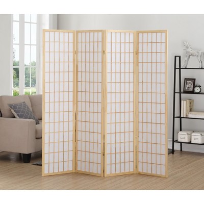 NicBex 4-Panel Room Divider for Home, Divider for Room Separation, Oriental Folding Fabric Privacy Screen for Home & Office, Natural