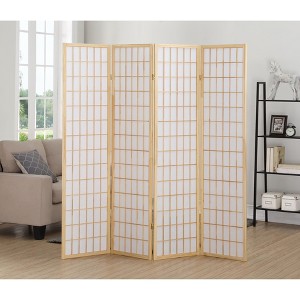 NicBex 4-Panel Room Divider for Home, Divider for Room Separation, Oriental Folding Fabric Privacy Screen for Home & Office, Natural - 1 of 4