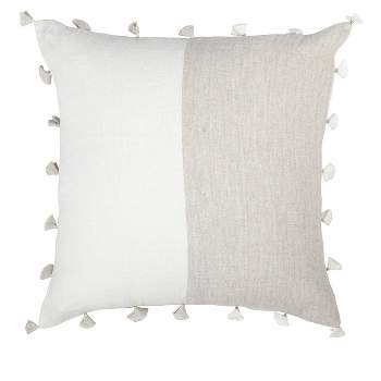 LR Home Bordered Modern Rustic Throw Pillow, 20 inch x 20 inch, Gray / White