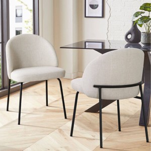 Linen Dining Chair Set Of 2 Modern Design,Upholstered Dining Chair With Back For Kitchen Or Dining Room-Tanpinhause - 1 of 4