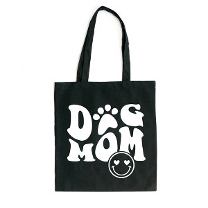 City Creek Prints Dog Mom Smiley Canvas Tote Bag - 15x16 - Black - 1 of 2