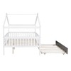 PAGED Twin Size House Shaped Bed Simple Modern Wooden Bed Frame with Headboard and Twin Size Trundle for Bedroom - 4 of 4