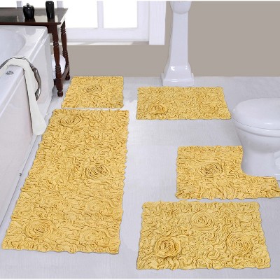 Home Weavers Bell Flower Collection 100% Cotton Tufted Bathroom Rug Set, Non-Slip Latex Bath Rug Set