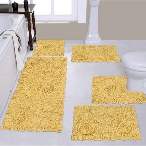 Home Weavers Bell Flower Collection 100% Cotton Tufted Bathroom Rug Set, Non-Slip Latex Bath Rug Set - 1 of 4
