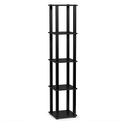 Furinno Turn-N-Tube 5 Tier Wooden PVC Corner Display Shelf and Bookcase for Living Room, Dining Room, Bedroom, and Office Spaces, Americano Black