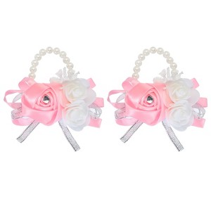 Unique Bargains Decorative Wedding Prom Party Artificial Rose Wrist Corsages 2 Pcs - 1 of 3