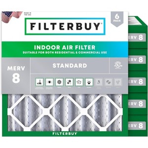 Filterbuy 13.25x13.25x4 Air Filter (6-Pack), Pleated MERV 8 Dust Defense Replacement HVAC AC Furnace Filters (Actual Size: 13.25 x 13.25 x 3.63) - 1 of 4