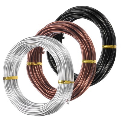 Unique Bargains Anodized Aluminum Flexible Bonsai Training Wire 3 Rolls