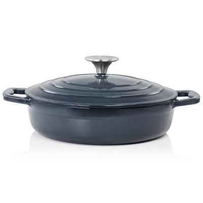 MegaChef 2 Quart Dark Blue Enameled Cast Iron Braiser Pan