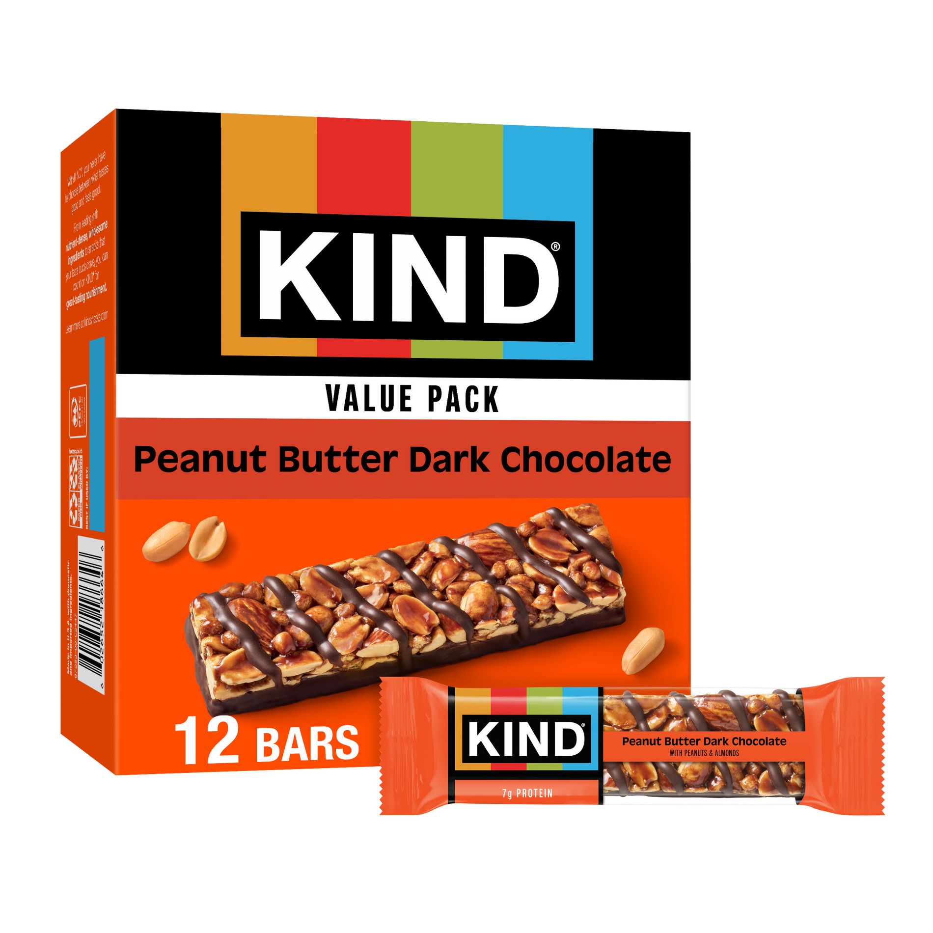 KIND Protein Bars Peanut Butter Dark Chocolate + Protein Nutrition Snacks - 16.8oz/12ct
