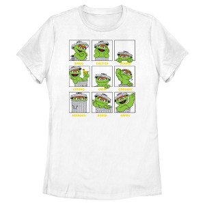 Women's Sesame Street Emotions Of Oscar the Grouch T-Shirt - 1 of 4