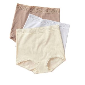 Leonisa 3-pack high-waisted lace trim brief panties - - 1 of 4