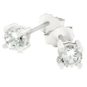 Slickblue Women’s Rhodium Plated Sterling Silver Cubic Zirconia Round Stud Earrings, 0.5 Carat - 1 of 3