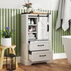 Tangkula Farmhouse Bathroom Floor Cabinet w/Sliding Door Adjustable Shelves & 2 Drawers - 2 of 4