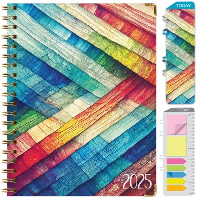 Global Printed Products Hardcover CY 2025 Fashion Planner - 8.5"x11" (Rainbow Oak)