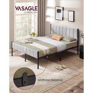 Queen Size Upholstered Bed Frame with Footboard, 1100 lb Capacity, Steel Slats, No Box Spring, Easy Assembly, Modern Minimalist, Dove Gray - 1 of 4