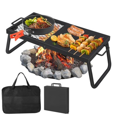 Acekool Over Fire Camp Grill Rack with Carry Bag for Outdoor Open Flame Cooking