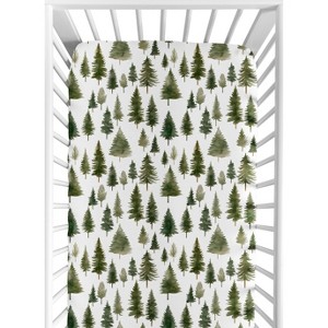 Sweet Jojo Designs Gender Neutral Unisex Baby Fitted Crib Sheet Woodland Pine Tree Green - 1 of 4