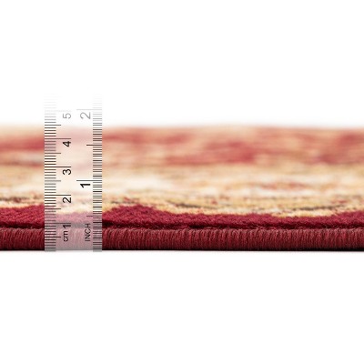 Red and Gold Synthetic Oriental Runner Rug