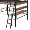 LOVMOR Twin Size Loft Bed with Built-in Desk and Storage Shelf, Metal Loftbed Frame w/ Ladder & Safety Guardrail, for Teens Adults - 4 of 4
