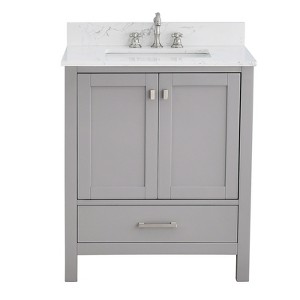 PROOX Enliven 30 in. W x 22 in. D x 39.24 in. H Freestanding Bath Vanity with White Engineered Stone Top - 1 of 4