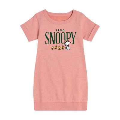 - Peanuts - 1950's Camper Snoopy Graphic Short Sleeve Fleece Dress