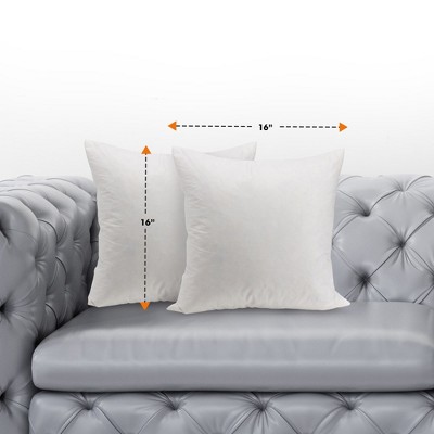 16" x 16" White Cotton Feather Down Pillow Inserts - Set of 2