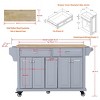Wood Top Kitchen Island Cart with Wheels, Drawers, Spice Rack, Rolling Storage Cabinet for Kitchen or Dining-The Pop Home - 4 of 4