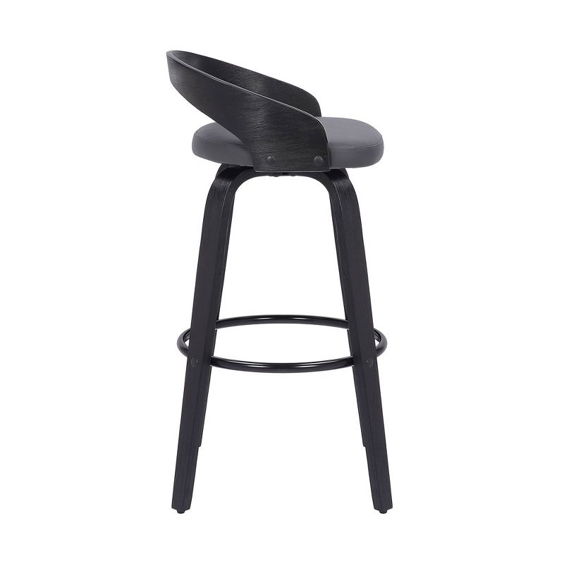 26&#34; Sonia Swivel Faux Leather Wood Counter Height Barstool Black - Armen Living, 5 of 12