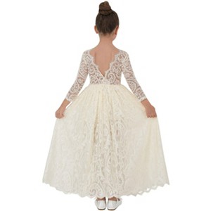 2Bunnies Paisley All-Over Lace V Back Long Sleeve Maxi Flower Girl Dress - 1 of 4