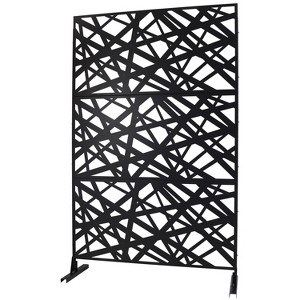 Grungis 76" H×48" W Freestanding Privacy Fence with Irregular Interlaced Lines Hollow Pattern,Outdoor Privacy Screen for Balcony,Patio,Garden - 1 of 4