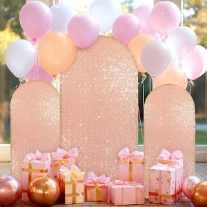 Round Top Fitted Sequin Arch Cover–With Zipper, Ideal for Outdoor Events, Weddings,Birthdays & Party Decor - 1 of 4