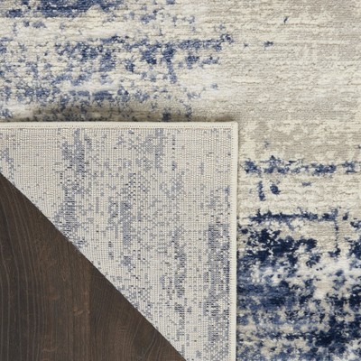 Ivory and Navy Rectangular Synthetic Area Rug 2'6" x 4'