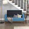 Vynxaria Mid-Century Modern Lift Top Storage Bench 1pc Tufted Blue Upholstered Solid Wood Walnut Finish Wooden Furniture - 2 of 4