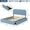 Bed Frame, Faux Fur Upholstered Bed Frame with Storage Headboard, 2 Rolling Drawers, Noise Free Bedframe with Sturdy Wooden Slats Supports - 3 of 4