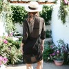 Anna-Kaci Women's Junior Black Sheer Chiffon Long Tunic Blouse Dress Shirt - 3 of 4
