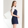 Allegra K Women's Elegant Plaid Panel Tie Neck Puff Short Sleeve Work Dress - 2 of 4