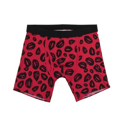 Valentine's Day Be Mine Lips Pattern Men's Red Boxer Briefs