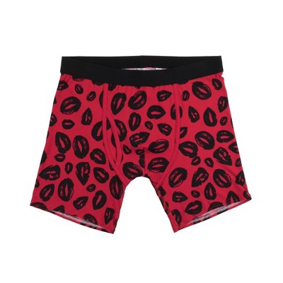 Valentine's Day Be Mine Lips Pattern Men's Red Boxer Briefs-xl : Target