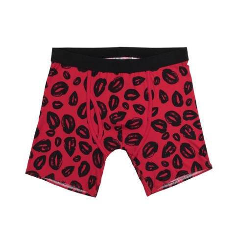 OTVEE Two Red Love Heart Valentine Men Boxer Brief Polyester Waistband  Underwear Breathable Stretch Short Leg Trunk - 1 Piece