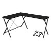 Vynxaria Black L-Shaped Computer Desk Corner Desks with CPU Holder Corner-Friendly Design for Home Office Gaming - 3 of 4