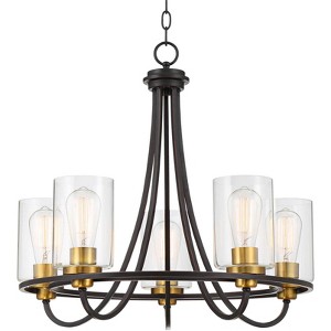 Possini Euro Design Demy Oil Rubbed Bronze Pendant Chandelier 23" Wide Rustic Clear Glass 5-Light Fixture for Dining Room House Foyer Kitchen Island - 1 of 4