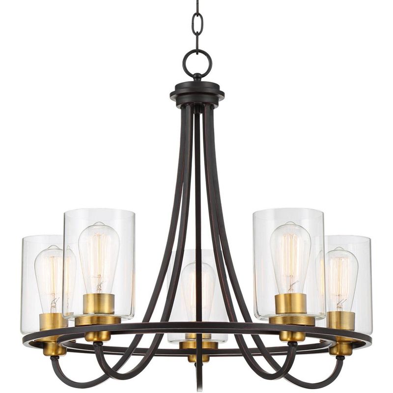 Possini Euro Design Demy Oil Rubbed Bronze Pendant Chandelier 23" Wide Rustic Clear Glass 5-Light Fixture for Dining Room House Foyer Kitchen Island, 1 of 10